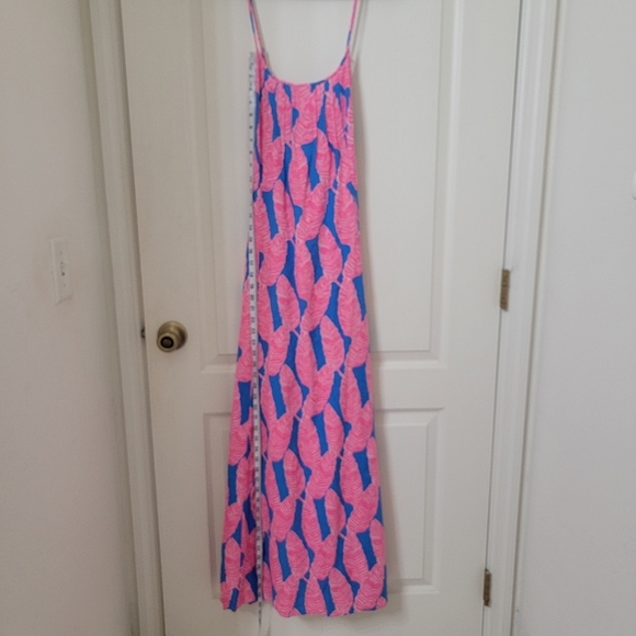 Vineyard Vines, Blue, Pink & White Palm Leaf Pattern Maxi Dress, Sleeveless - Picture 8 of 13
